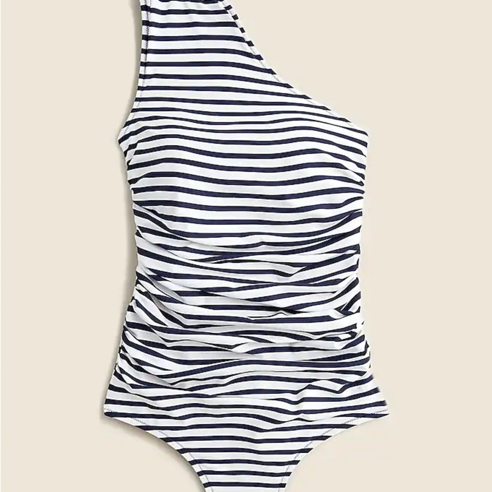 J. Crew Black and White Striped One-Piece Swimsuit